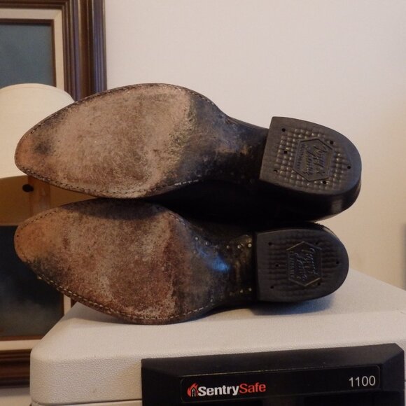 TONY LAMA All Leather black and orange Cowboy Western Boots EUC 8 1/2 D 8.5 D - Picture 5 of 5